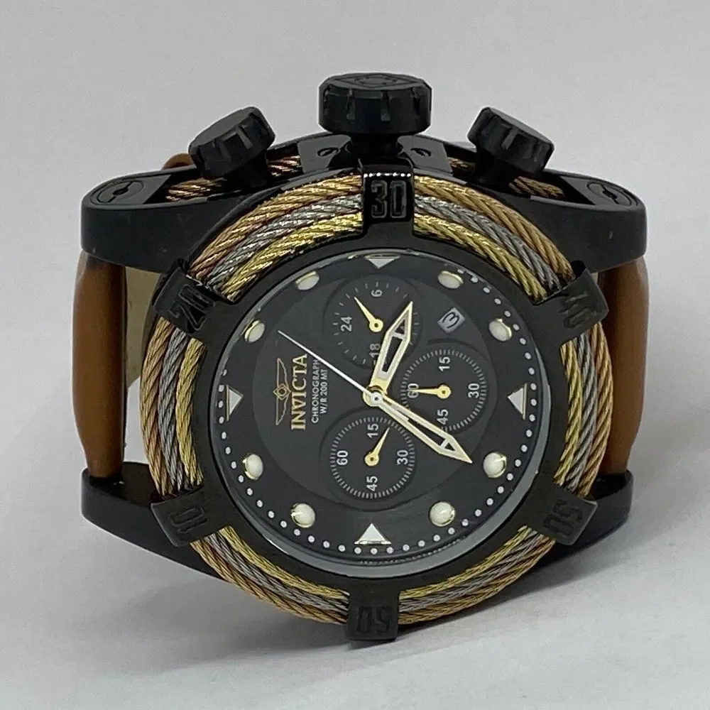 Invicta Bolt 23055 Mens Brown Leather Analog Dial Japan Quartz Wrist Watch RQ374